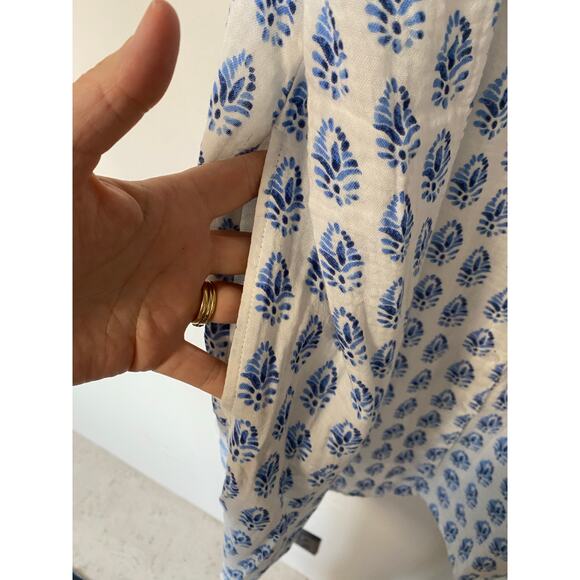 LAKE Hamptons Cotton Gauze Nightgown Corolina in Blue Batik Blue White XL - Picture 7 of 9